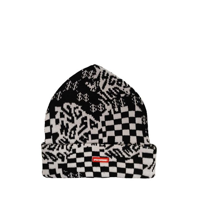Sprayground Σκούφος Black And White Warp Check Beanie HW421