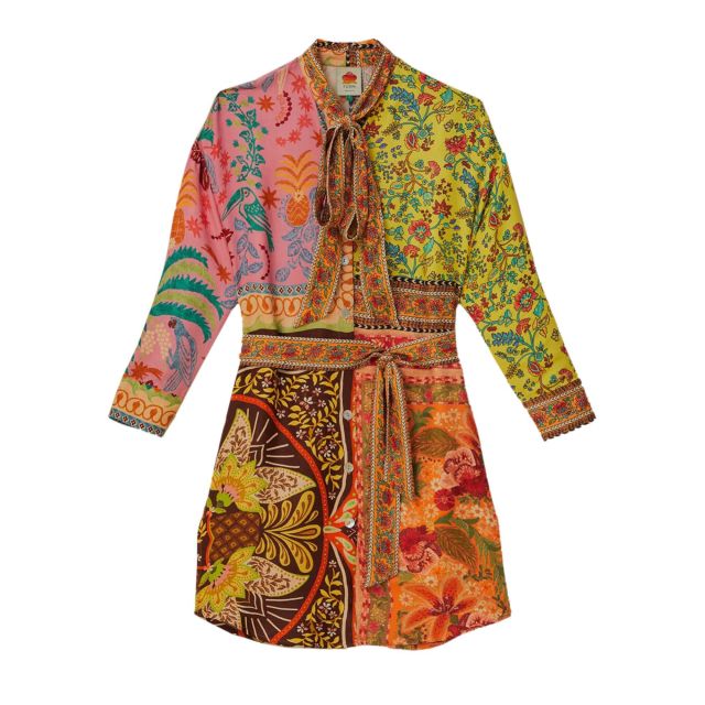 Farm Rio Γυναικείο Φορέματα Main Mixed Scarves Multicolor Long Shirt 317967
