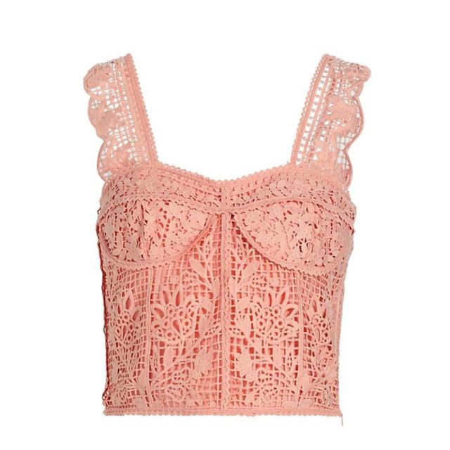 Farm Rio Γυναικεία Μπλούζα Main Light Pink Guipire Sleeveless Corset 318234