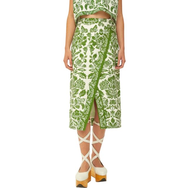 Farm Rio Γυναικεία Φούστα Delicate Tapestry Green Midi Skirt 332451 - 703697