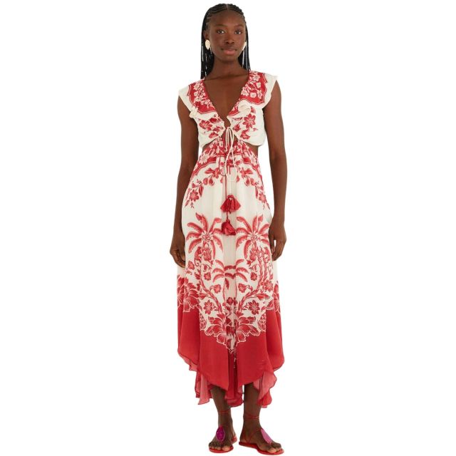 Farm Rio Γυναικείο Φόρεμα Guanacaste Sand Cut Out Sleeveless Midi Dress 344105