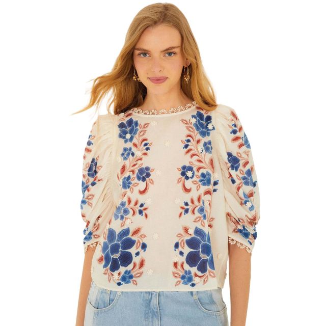 Farm Rio Γυναικεία Μπλούζα Renata Floral Sand Blouse 344127