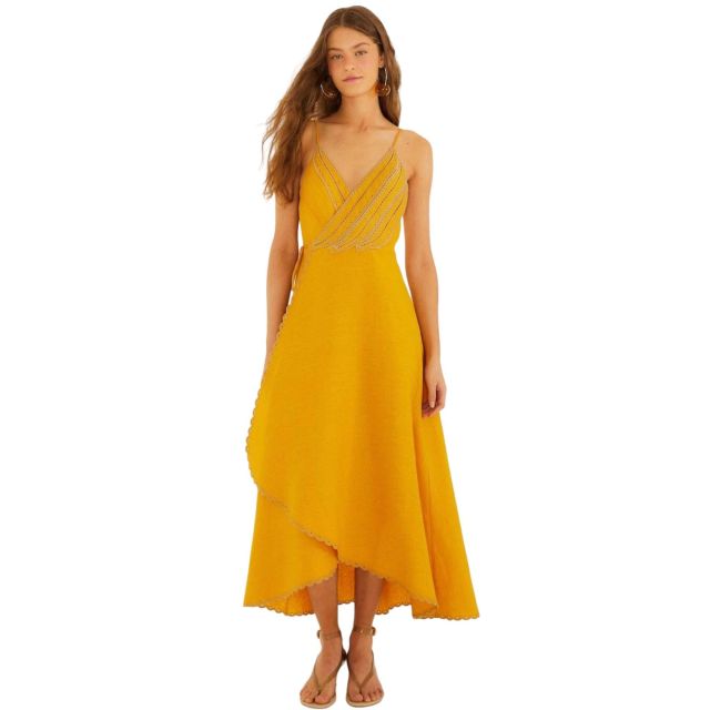 Farm Rio Γυναικείο Φόρεμα Yellow Bananas Maxi Wrap Dress 347776 - 758213