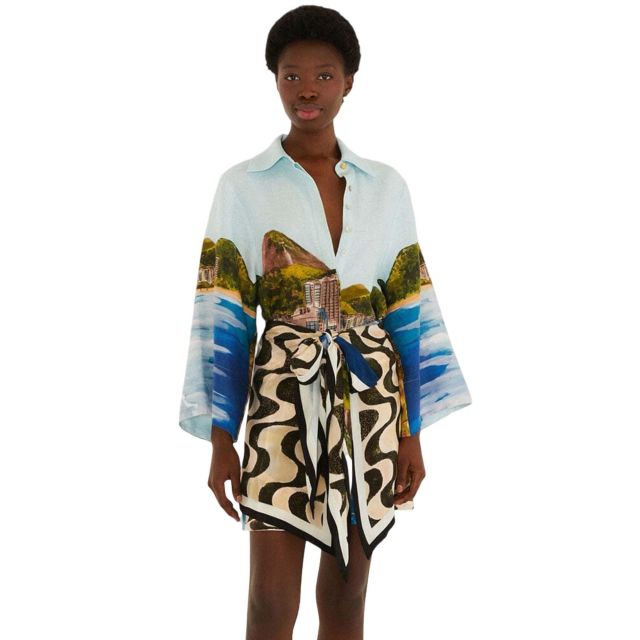 Farm Rio Γυναικείο Φόρεμα Copacabana Beach Multicolor Long Sleeve Kimono 348994 - 758225