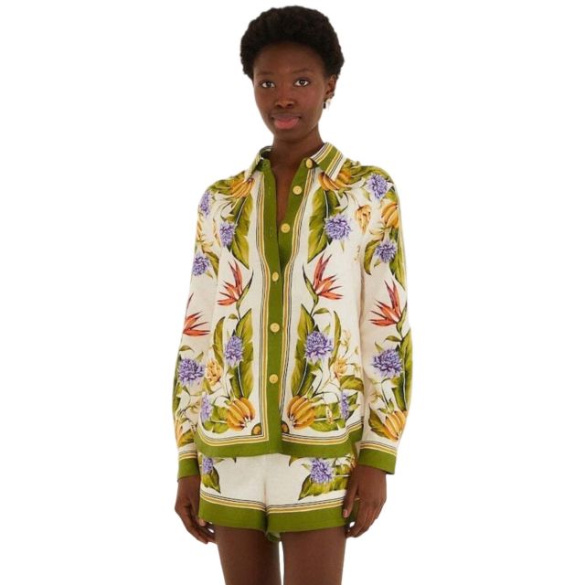 Farm Rio Γυναικείο Πουκάμισο Tropical Scarf Sand Shirt 349085 - 758228