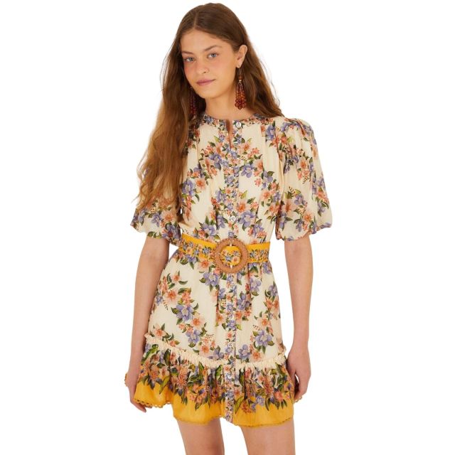Farm Rio Γυναικείο Φόρεμα Hilo Stripes Sand Mini Dress 353546 - 758243