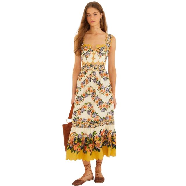 Farm Rio Γυναικείο Φόρεμα Hilo Stripes Sand Midi Dress 353553