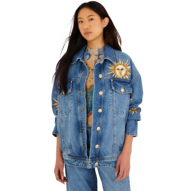 Farm Rio Γυναικείο Μπουφάν Mistical Denim Jacket 358026