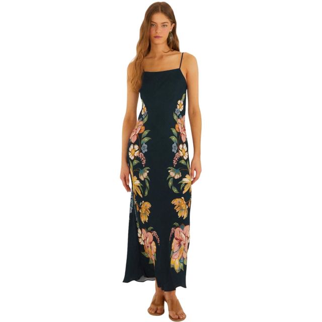 Farm Rio Γυναικείο Φόρεμα Maira Floral Dark Blue Maxi Dress 359537