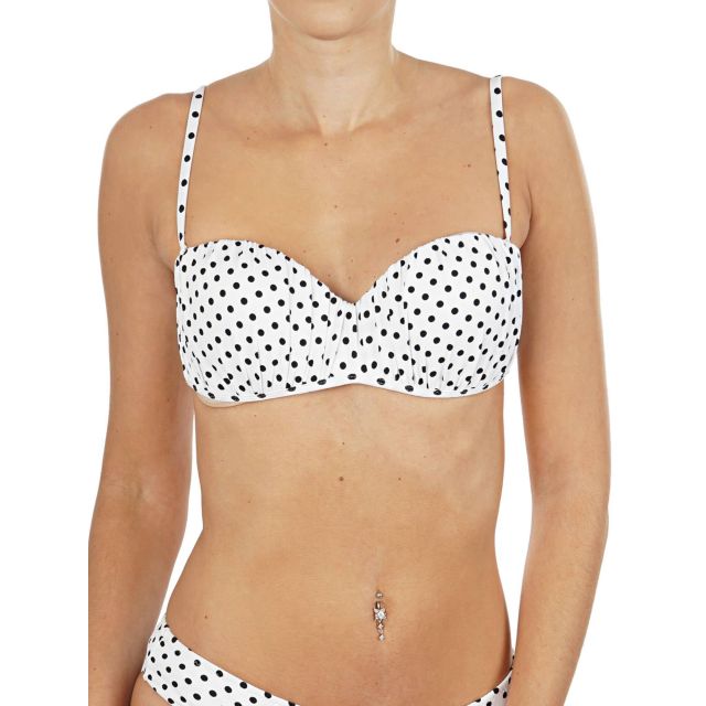 STEFANIA FRANGISTA LAUREN WHITE & BLACK POLKA TOP SF1918WPT