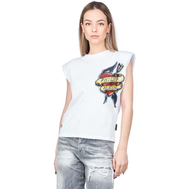 Philipp Plein Γυναικεία Μπλούζα Shoulder Pad Tank Top Hawaii PACC WTK2767 PJY002N