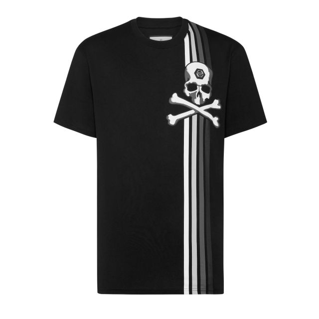 Philipp Plein Ανδρική Μπλούζα T-shirt Round Neck SS Stripes Skull&Bones SAEC MTK8111 PJY002N