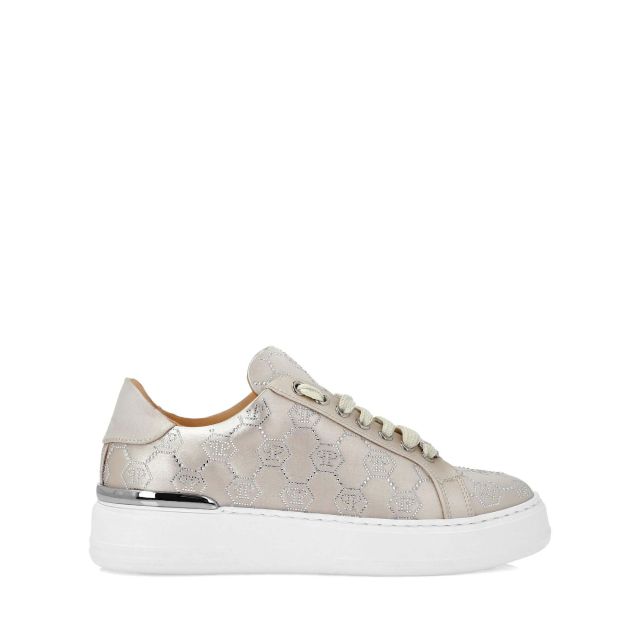 Philipp Plein Γυναικεία Παπούτσια Satin Lo Top Sneakers Monogram Strass PAES WSC2767 PTE028N