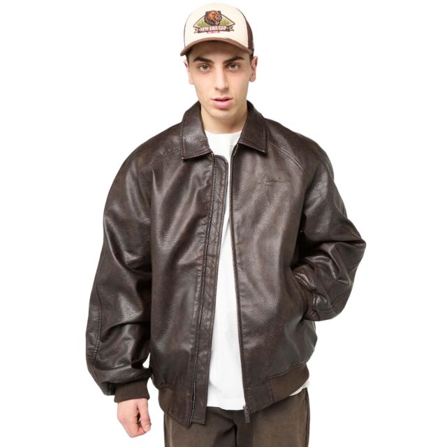 Karl Kani Ανδρικό Μπουφάν Signature Pu Leather Bomber Jacket KM261-010-1