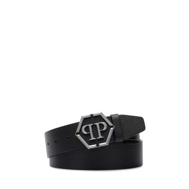 Philipp Plein Ανδρική Ζώνη Soft Grain Leather Belt Hexagon FAEA MVA0965 PLE010N