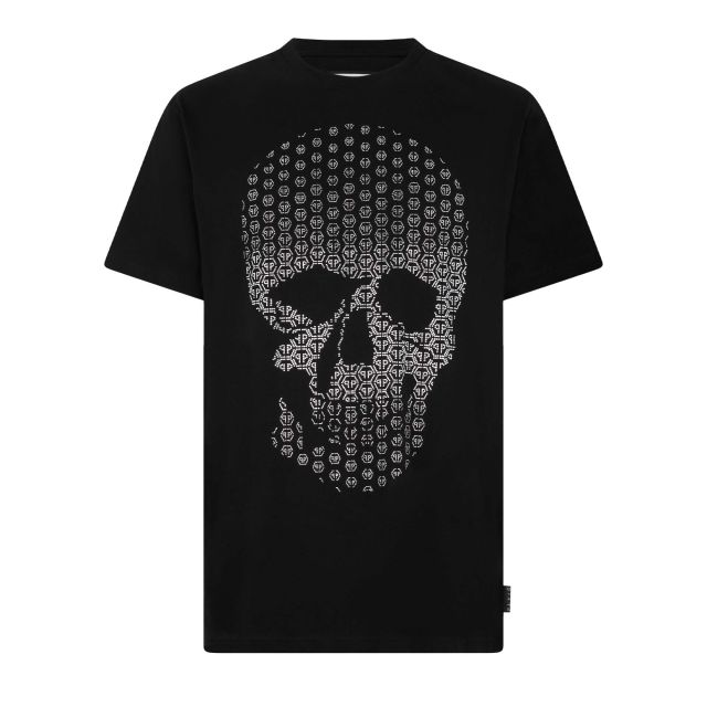 Philipp Plein Ανδρική Μπλούζα Round Neck T-Shirt Skull Strass SAFC MTK8686 PJY002N