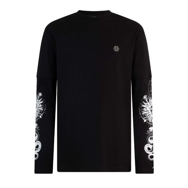 Philipp Plein Ανδρική Μπλούζα Double Sleeve T-Shirt Tattoo SAFC MTK8859 PJY002N
