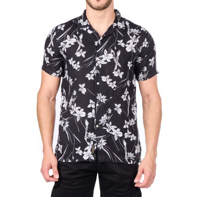 Superdry Ανδρικό Πουκάμισο D4 Stud Open Collar Print Linen Shirt M4010810A