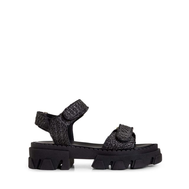 Makris Γυναικεία Παπούτσια R14 Black Starw Flat Sandals 25.R14