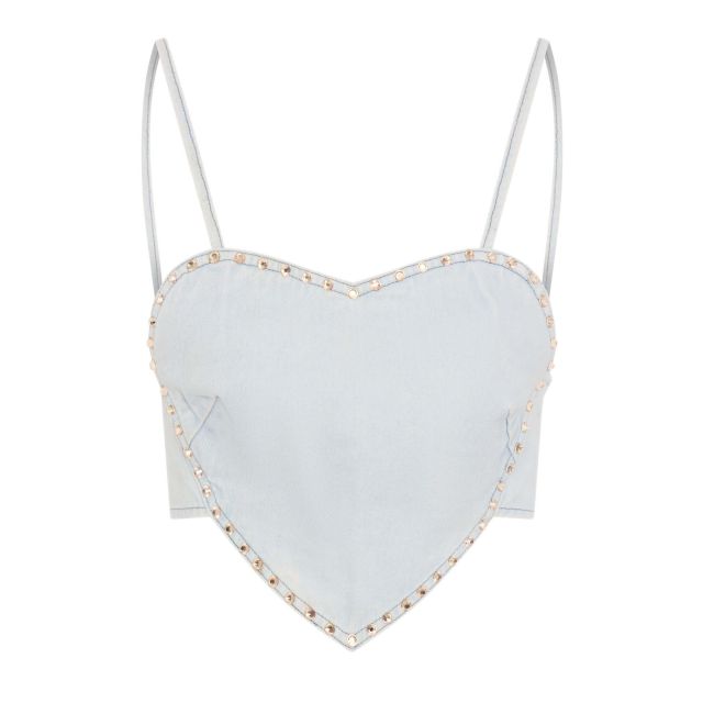 One Teaspoon Γυναικεία Μπλούζα Denim Heart Backless Crop Top 26869