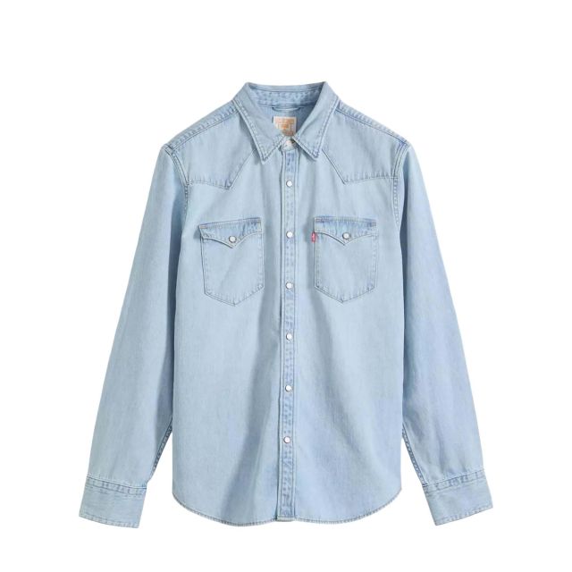 Levi's Ανδρικό Πουκάμισο Barstow Western Standard Med Indigo - Worn In 85744-0118