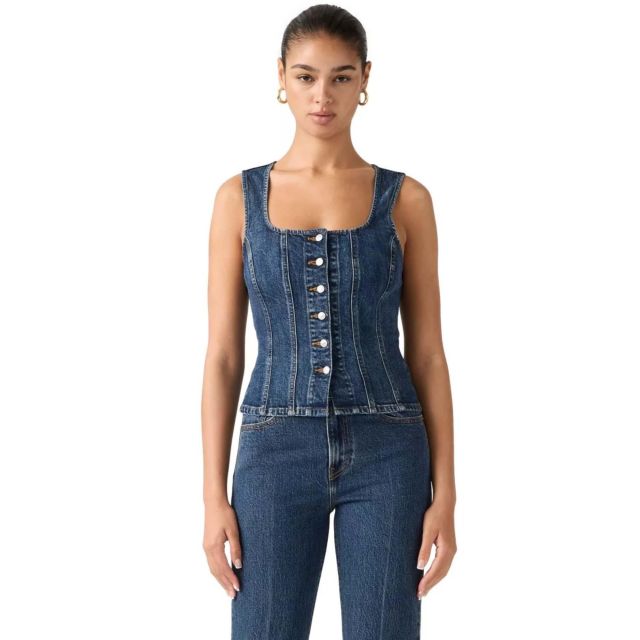 Levi's Γυναικεία Μπλούζα Sculpted Top Dark Indigo - Worn In 005O3-0001