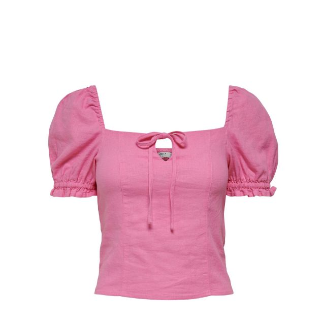 Only Γυναικεία Μπλούζα Caro S/S Puff Linen Blend Top Pnt 15255164