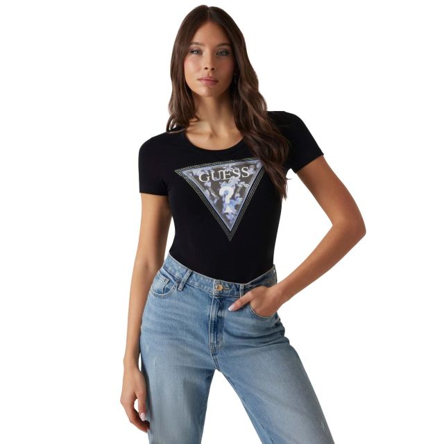 Guess Γυναικεία Μπλούζα Ss Cn Triangle Flower Tee W5RI00J1314