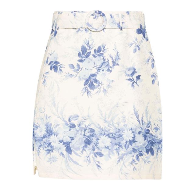 Twinset Γυναικεία Φούστα Linen Blend Miniskirt with Floral Print 241TT2425