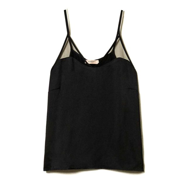 Twinset Γυναικεία Μπλούζα Satin Tulle Top 242TT2053