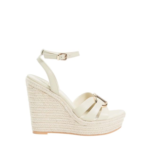 Twinset Leather And Rope Wedge Sandals 251TGT092