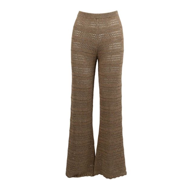 Twinset Γυναικείο Παντελόνι Lurex Knit Palazzo Trousers 251TT3196