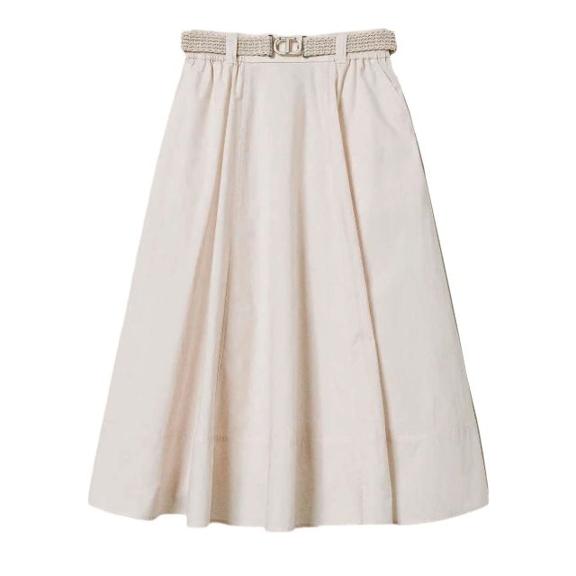 Twinset Γυναικεία Φούστα Midi Skirt In Poplin With Belt 251TT202J
