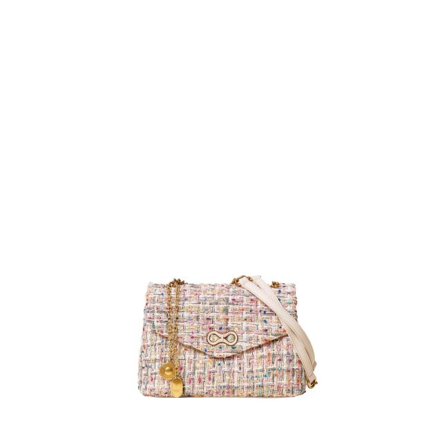 Twinset Γυναικεία Τσάντα Tweed Shoulder Bag With Logo Buckle 261TB7460 - 743051