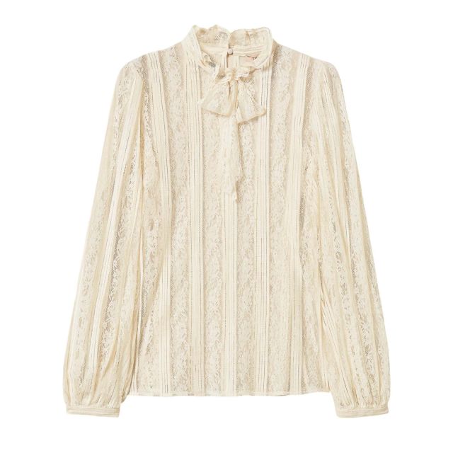 Twinset Γυναικεία Μπλούζα Striped Lace Blouse With Bow 261TP2541 - 743056