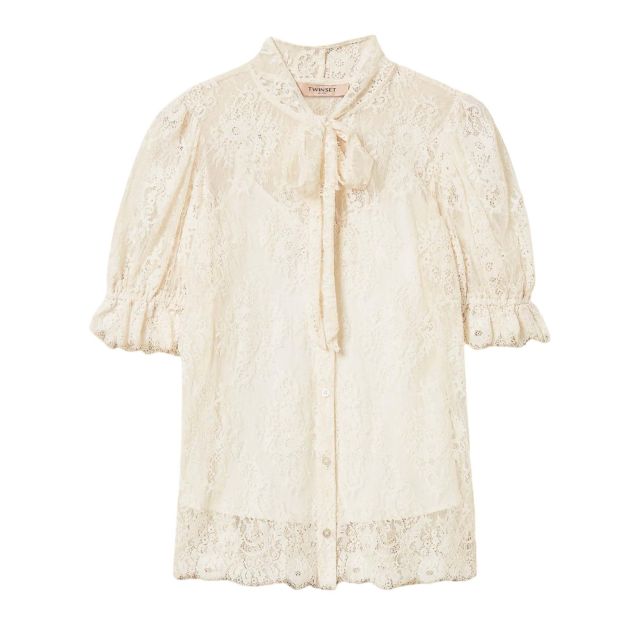 Twinset Γυναικείο Πουκάμισο Lace Shirt With Bow 261TP2625 - 743041