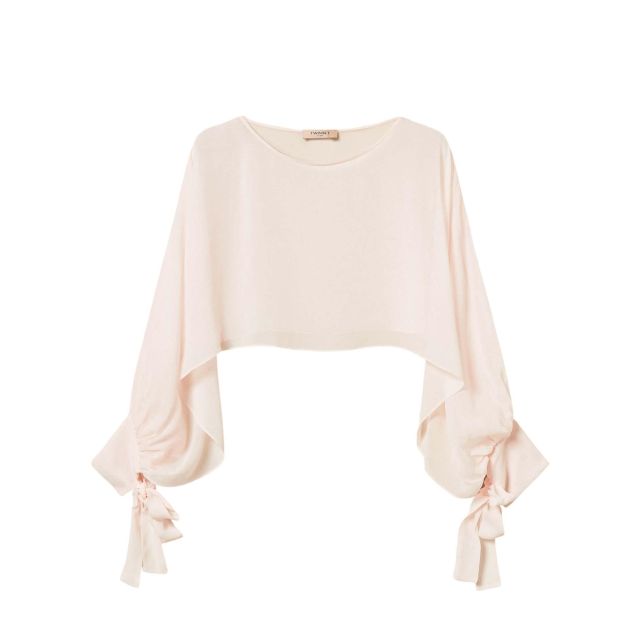 Twinset Γυναικεία Μπλούζα Georgette Cropped Blouse 261TP2791