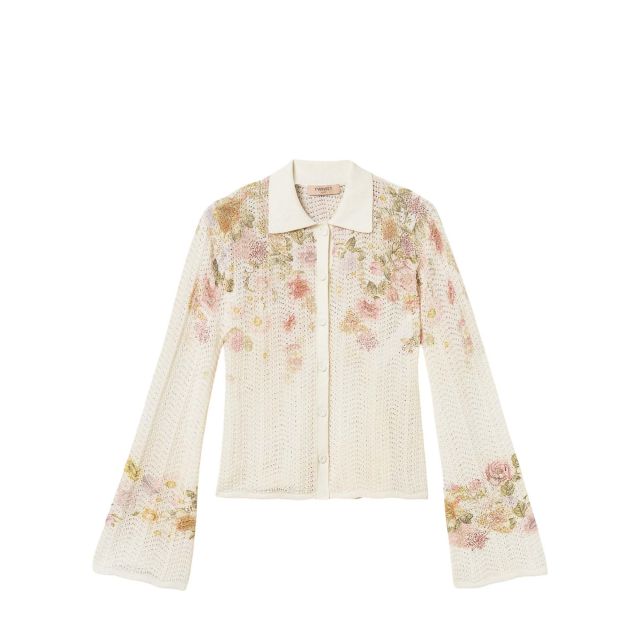 Twinset Γυναικείο Πουκάμισο Linen Blend Floral Knit Shirt 261TT3220