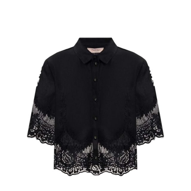 Twinset Γυναικείο Πουκάμισο Linen Shirt With Lace 261TT2181 - 759192