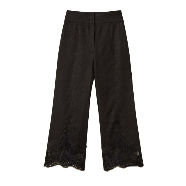 Twinset Linen Cropped Trousers With Lace 261TT2184 - 754488