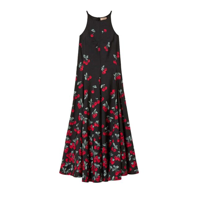 Twinset Long Poplin Dress With Cherry Print 261TT2591