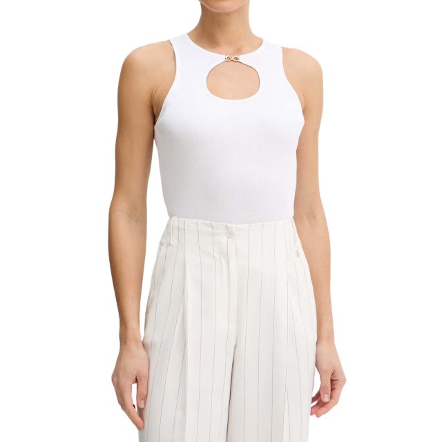 Twinset Γυναικεία Μπλούζα Ribbed Top With Logo 261TT2280