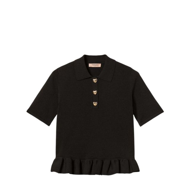 Twinset Γυναικεία Μπλούζα Polo Shirt With Heart-Shaped Buttons 262TP3141 - 778573