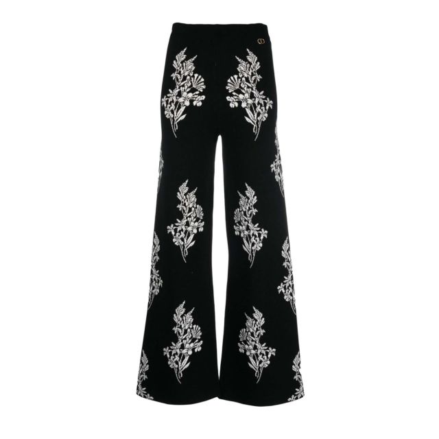 Twinset Γυναικείο Παντελόνι Floral Intarsia-Knit Flared Trousers 232TT3102