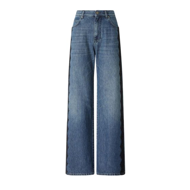 Pinko Γυναικείο Τζιν Παντελόνι Wanda Wide Leg Soft Blue Denim 101733A3G8 - 777813