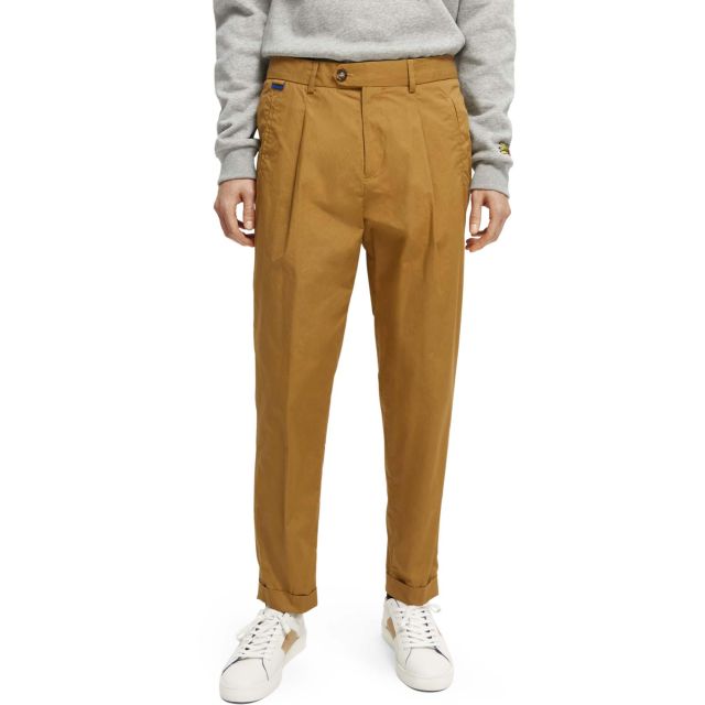 Scotch & Soda Ανδρικό Παντελόνι Blake - Regular Slim-Fit Pleated Stretch-Poplin Chino 168481