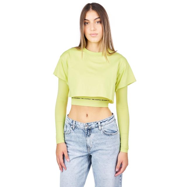 Karl Lagerfeld Γυναικεία Μπλούζα Double Layer Lslv Top 235W1721