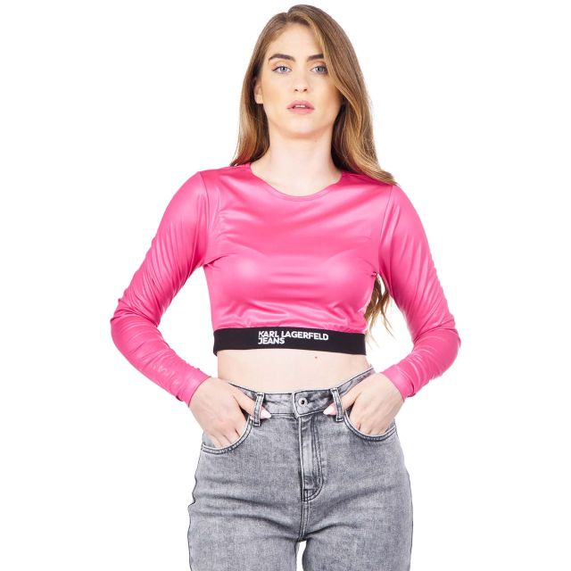 Karl Lagerfeld Jeans Γυναικεία Μπλούζα Klj Cropped Bodycon Lslv Tee 236J1705