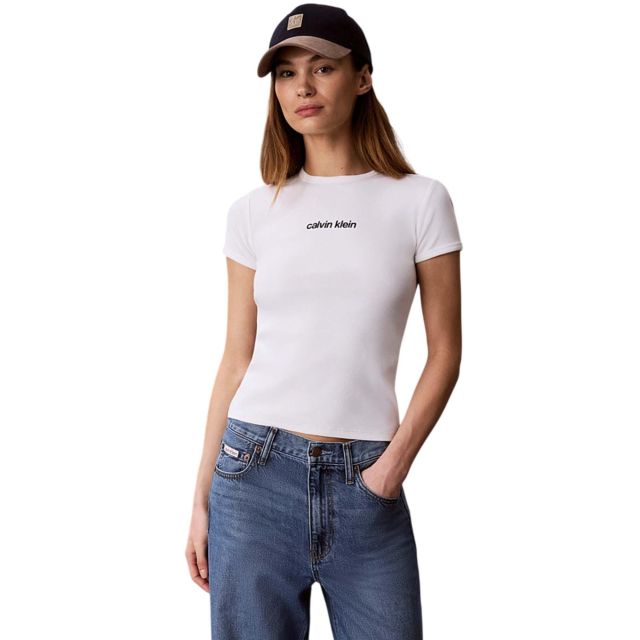 Calvin Klein Γυναικεία Μπλούζα Ss Contour Rib Logo Ringer Tee LV047G816G - 763977