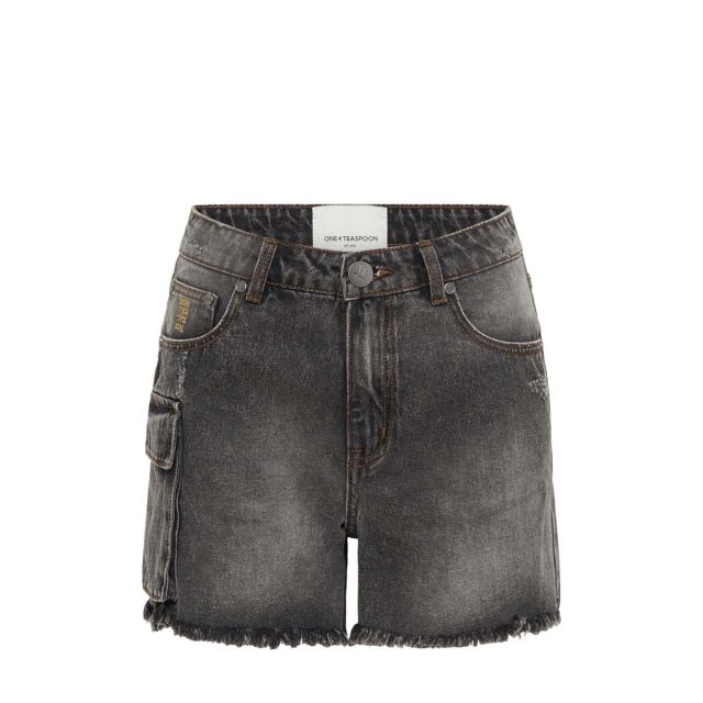 One Teaspoon Γυναικείο Σορτς Faded Black Cargo Legend Mom Fit Shorts 26285